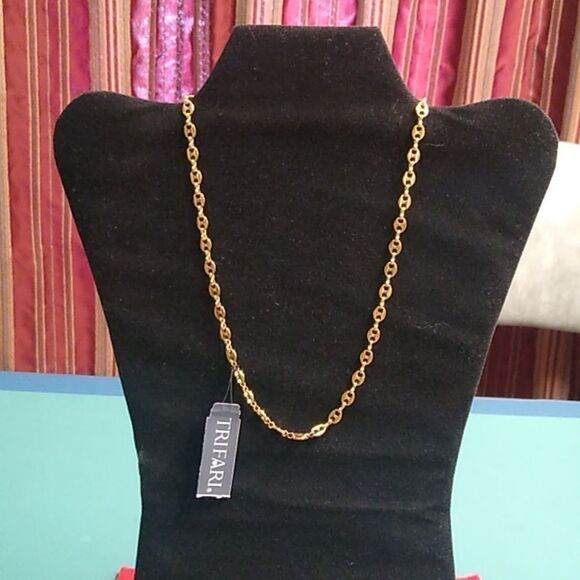 NWT Trifari Gold Tone Metal Link Necklace Cottagecore Grandmacore - Picture 1 of 6
